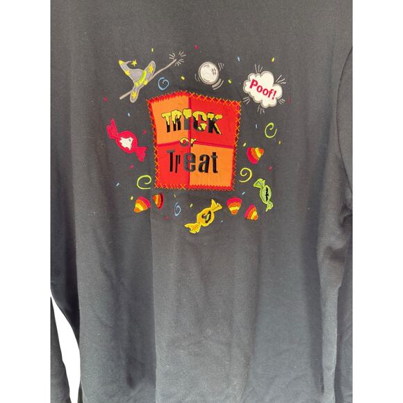 Holiday Editions Trick or Treat Women's Sweatshirt Black Fall Candy Corn Size 2X - Picture 3 of 11